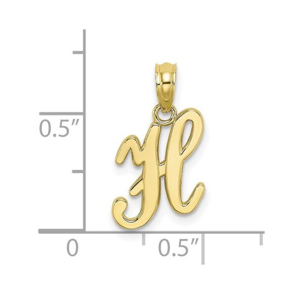 10K Yellow Gold Polished H Script Initial Charm - Picture 3 of 9